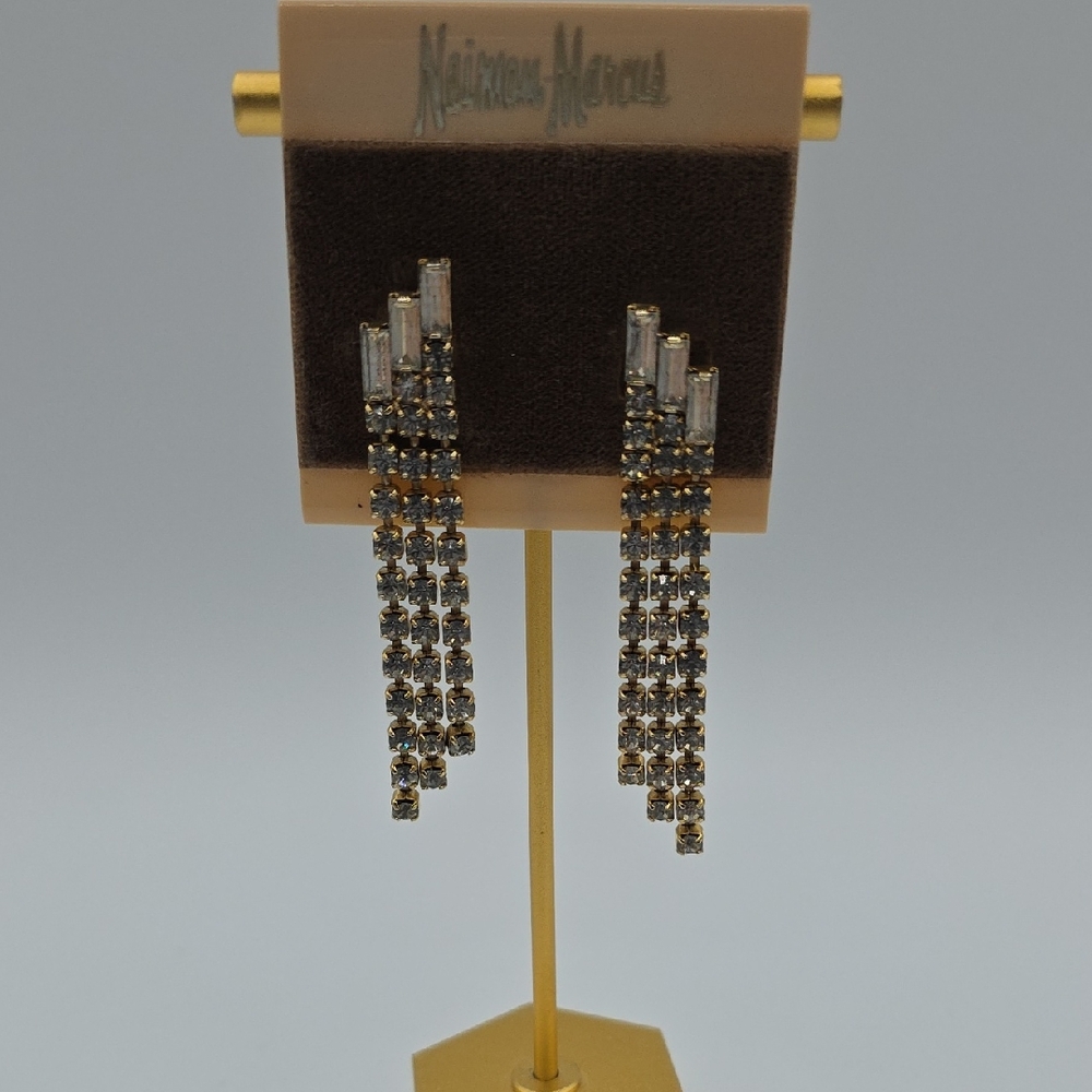 Neiman Marcus Gold Crystal Multi-Strand Dangle Earrings